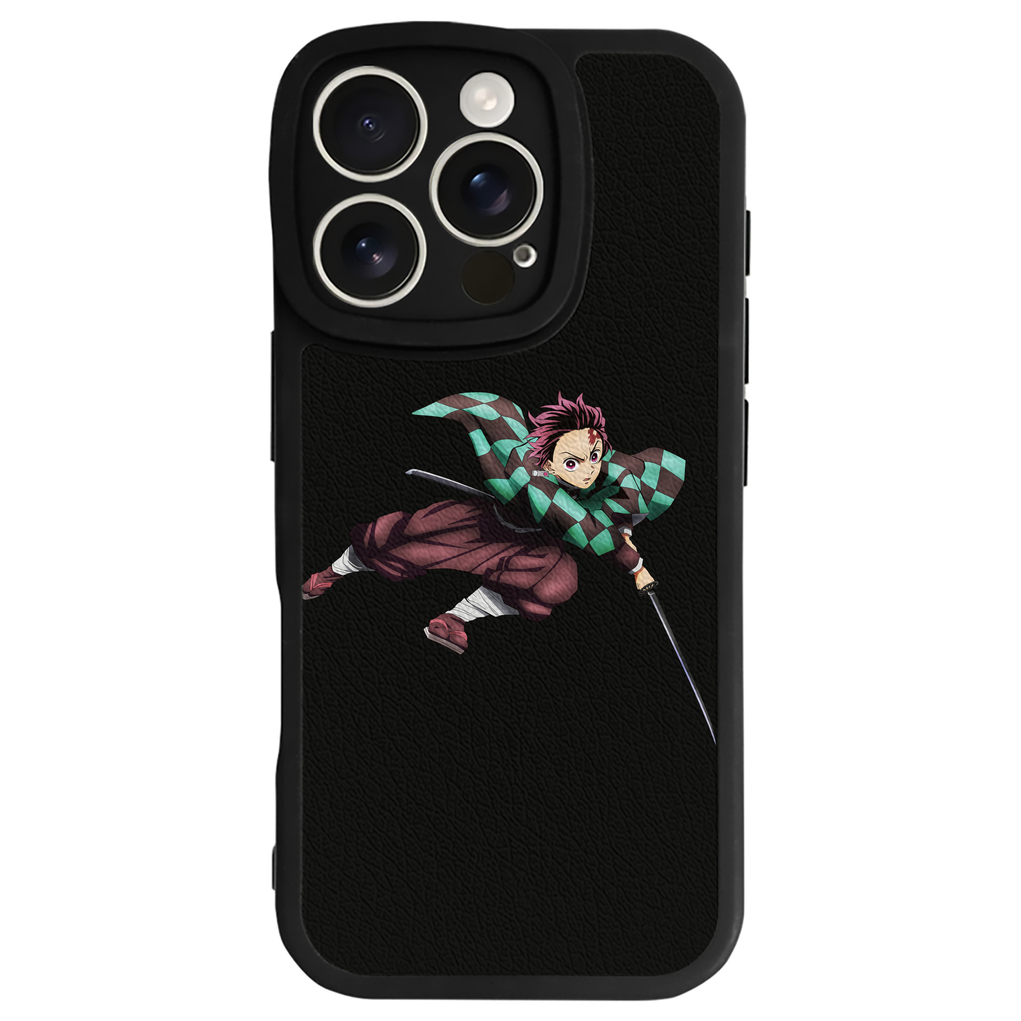 （画像用） 鬼滅の刃 竈門 炭治郎／かまど たんじろう Kamado Tanjirou 【iPhone 16シリーズ対応】シリコンスマホケース（レザー調） 材質：シリコン